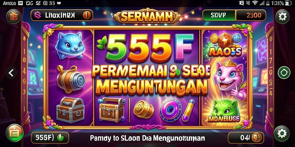 Screenshot utama 555F menampilkan gameplay slot yang menarik dan interaktif.