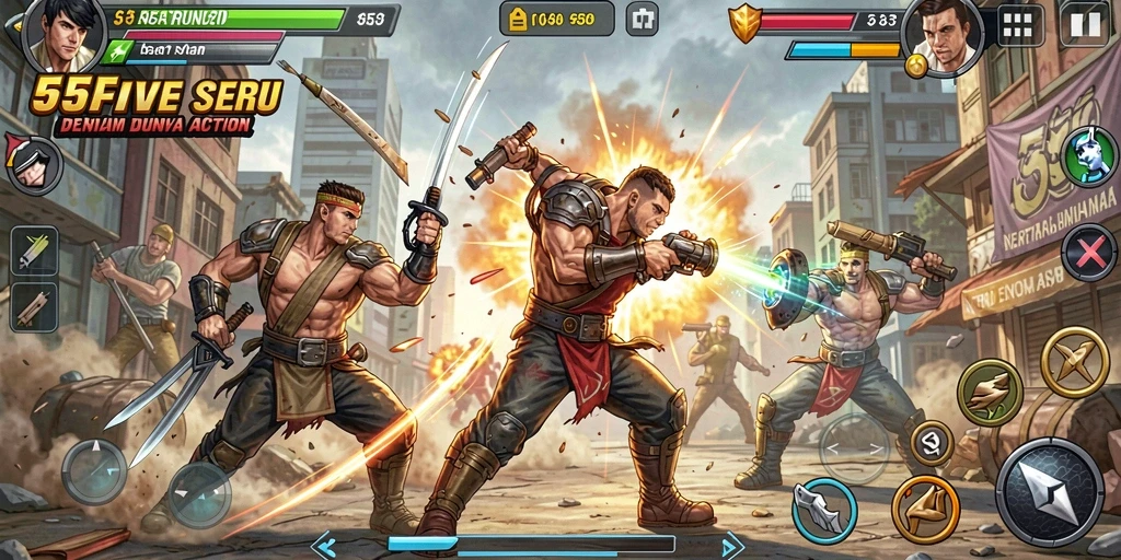 Gameplay <strong>55FIVE</strong> yang mendebarkan dan penuh aksi.
