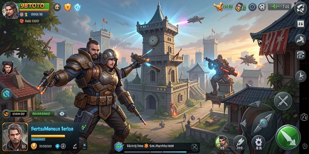 Screenshot gameplay menunjukkan aksi mendebarkan dari menara yang sedang bertempur.