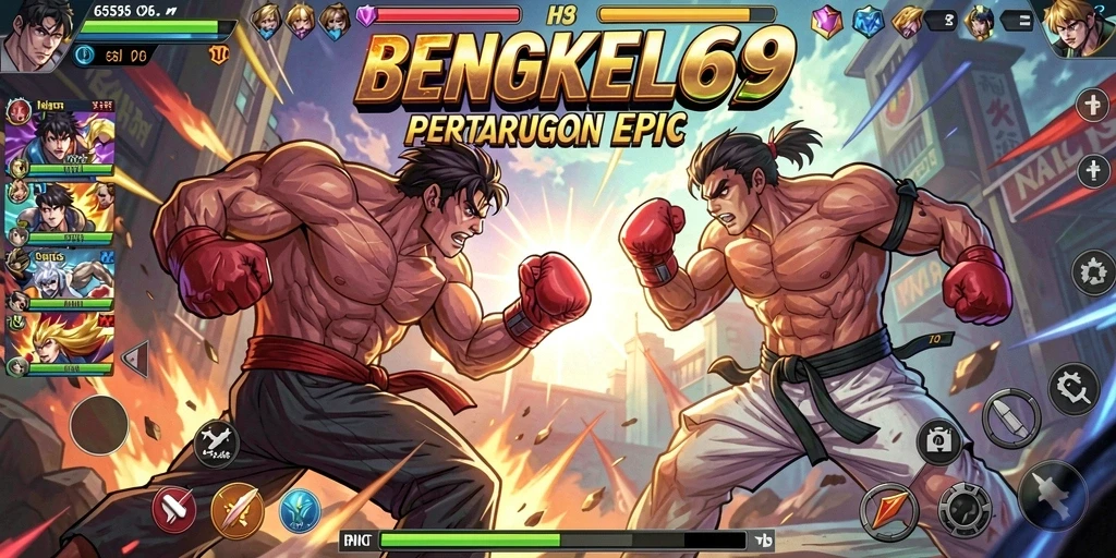 Tangkapan layar BENGKEL69 menampilkan pertarungan seru dengan grafik menawan.