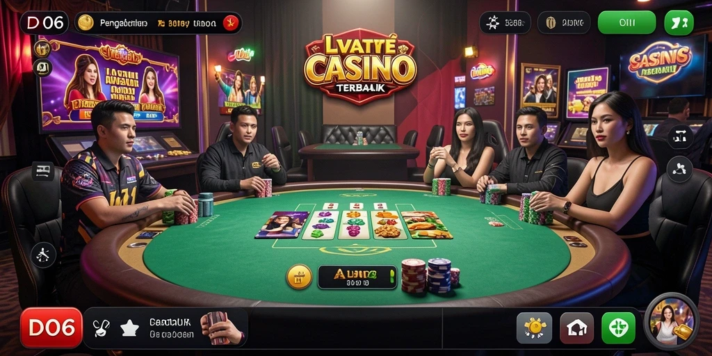 Tampilan gameplay D06 menampilkan suasana Live Casino yang nyata.