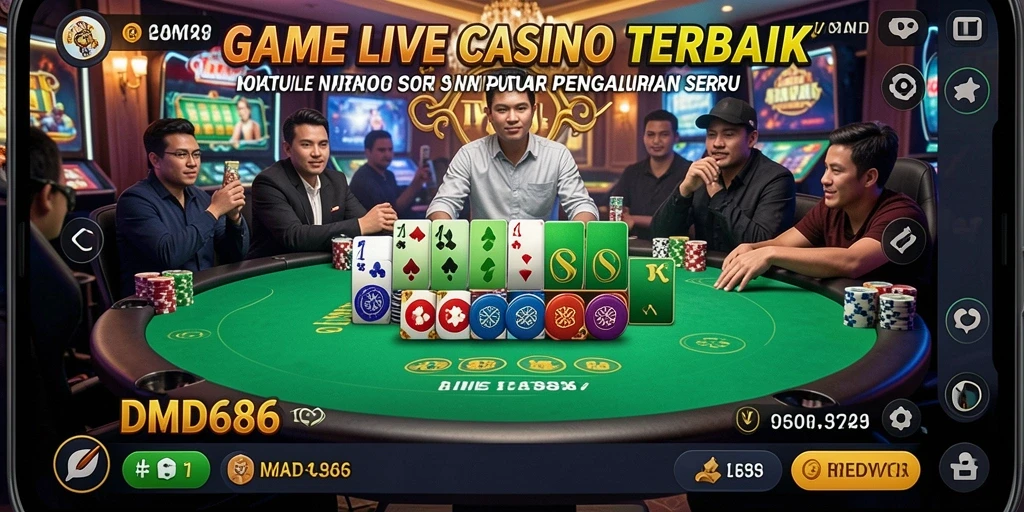 Tampilan gameplay Live Casino DMD686 yang mengesankan dan interaktif.