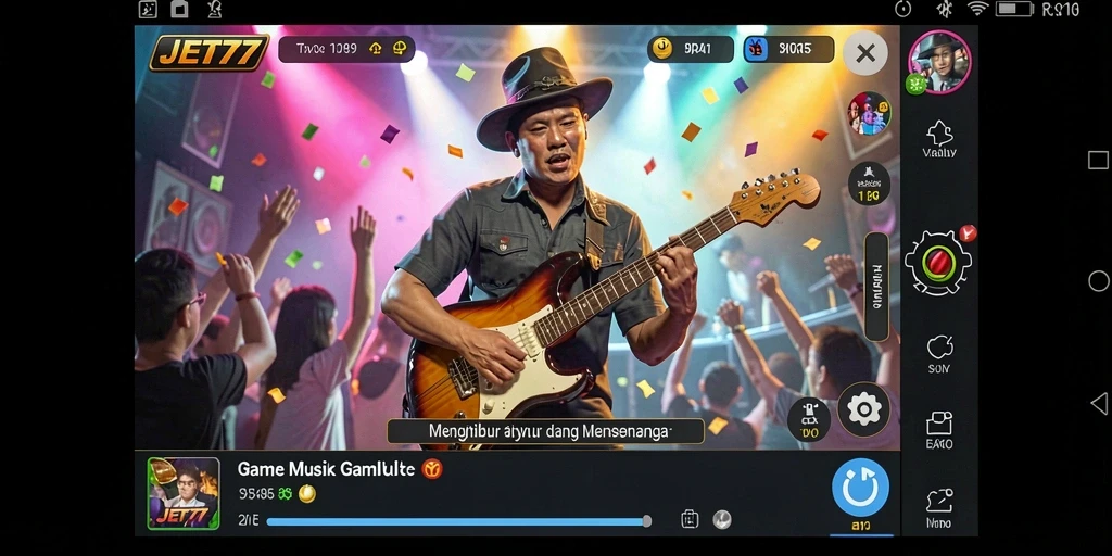 Tampilan menarik dari gameplay JET77 yang penuh musik.