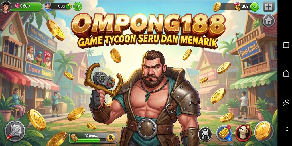 Screenshot OMPONG188 menampilkan aksi manajemen Tycoon yang seru.