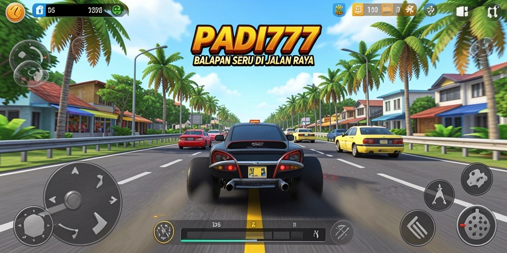 Tampilan gameplay balapan yang seru dan mendebarkan di PADI777.