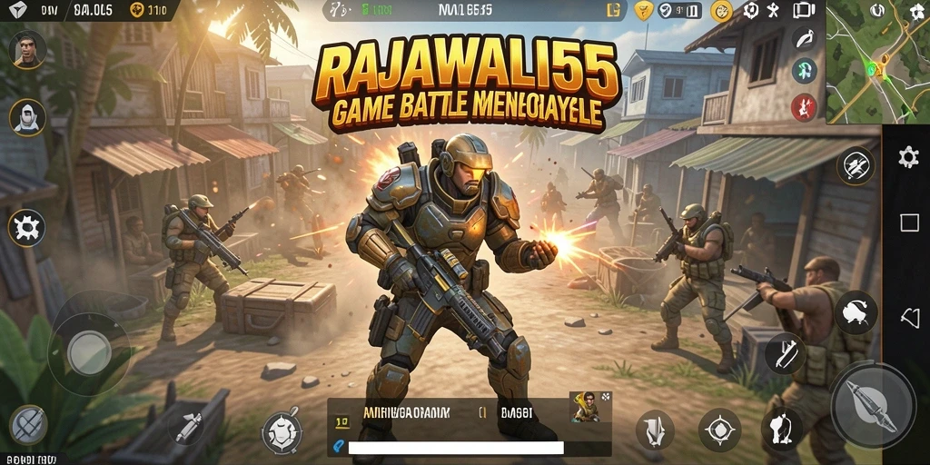 Tangkapan layar utama RAJAWALI55 menampilkan serunya pertempuran Battle Royale.
