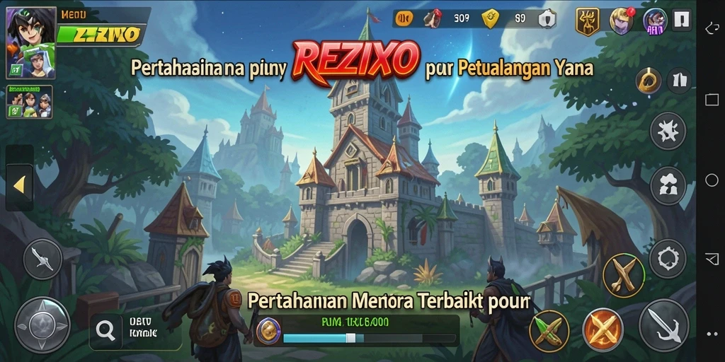 Tampilan gameplay menakjubkan dari REZIXO dalam pertarungan Tower Defense.
