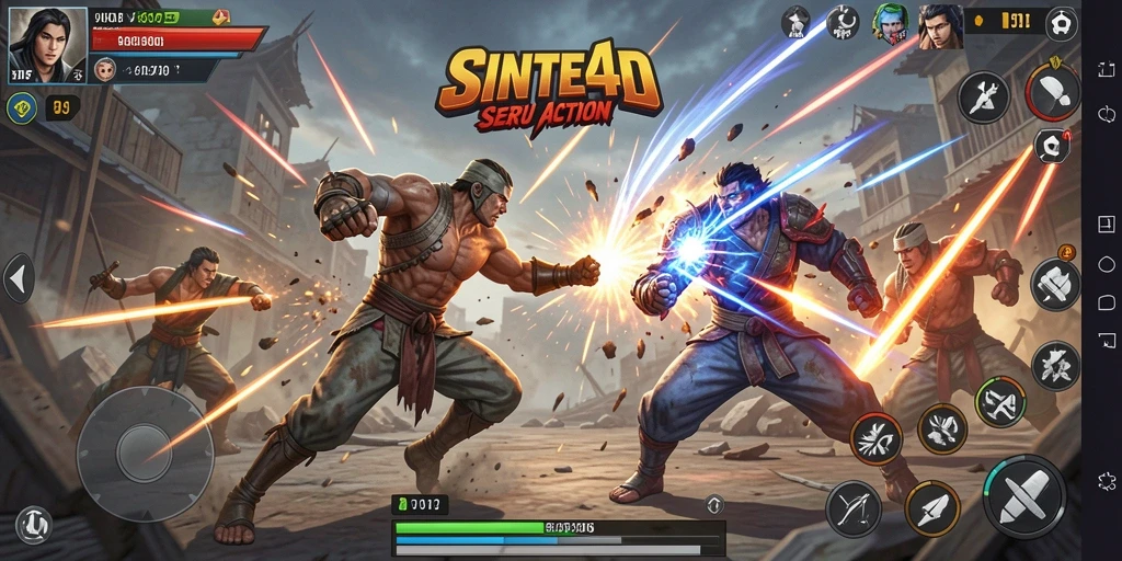 Gameplay sengit di dunia SINTE4D yang penuh aksi.
