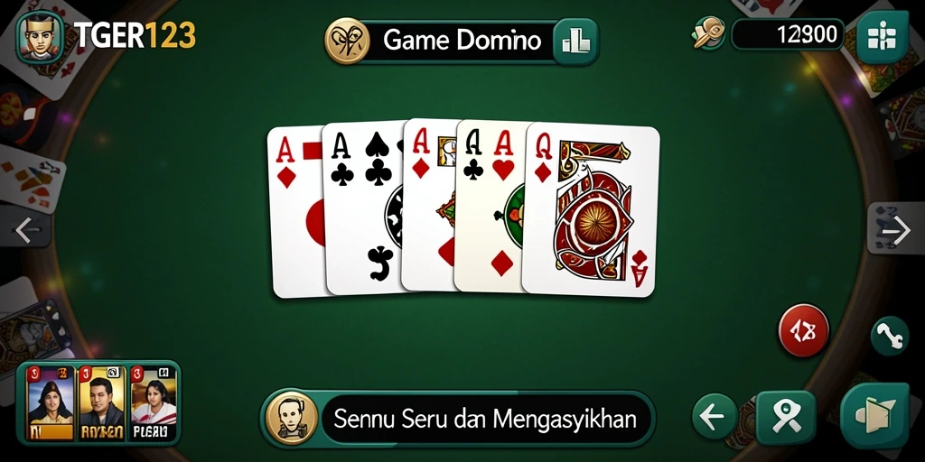 Screenshot gameplay TGER123 menampilkan antusiasme dalam permainan Domino.