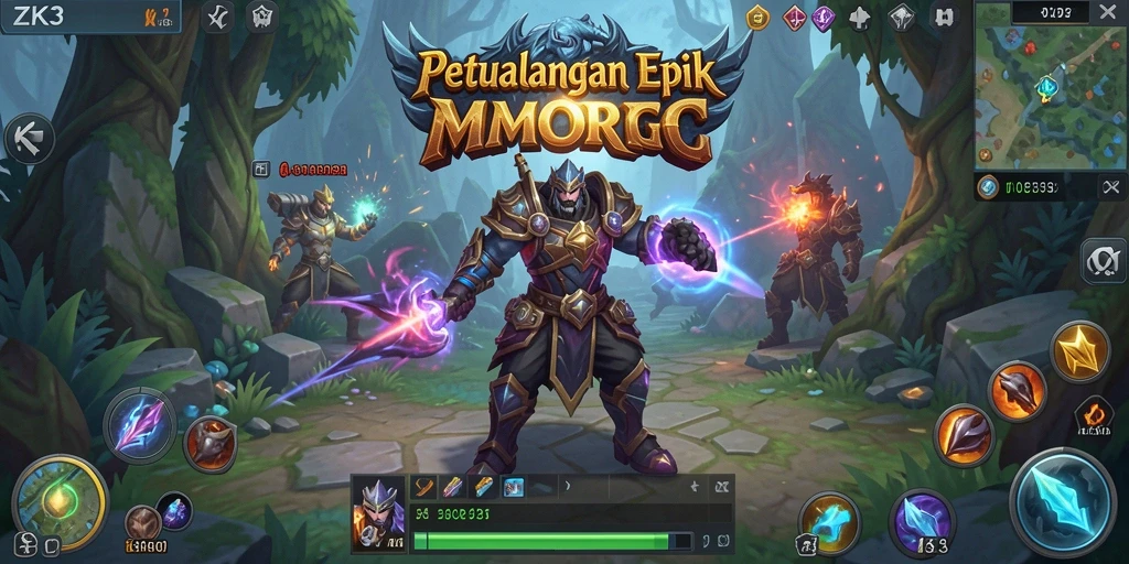 Tampilan gameplay ZK3 yang epik dalam dunia MMORPG.